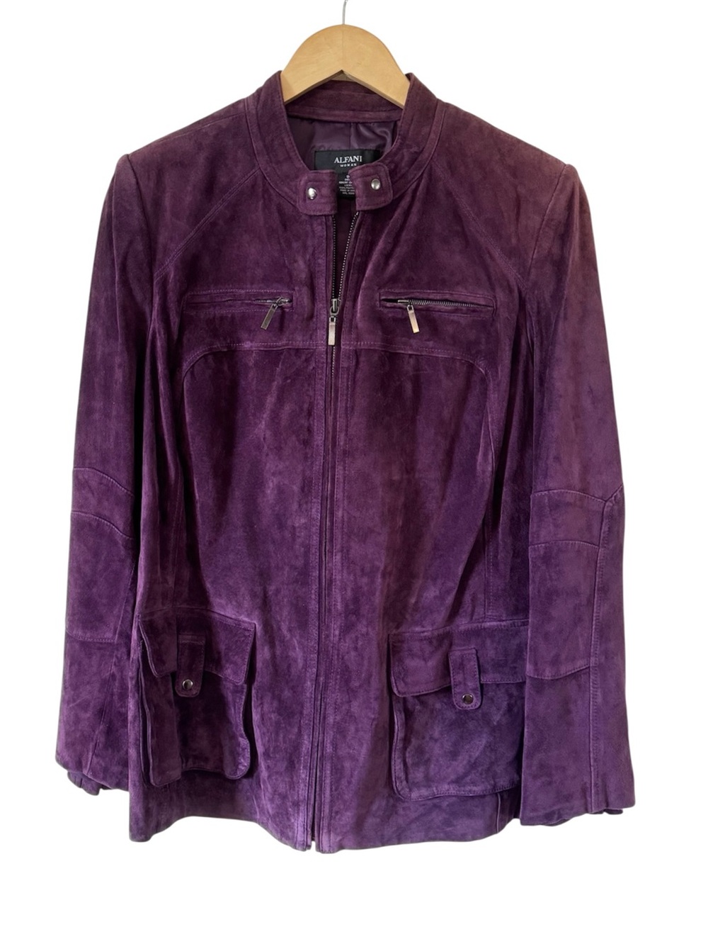 Alfani Plum Purple Suede Jacket Leather Y2K Vintage Womens 1X